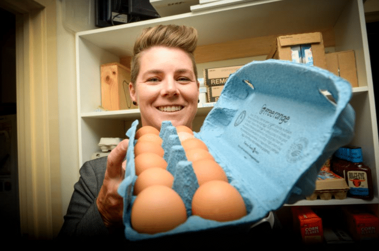 Picture of staff holding eggs